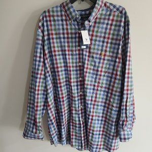 Multi colored checked button down 3XLT shirt